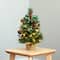 18" Pre-Lit Mixed Pine Artificial Christmas Tree with Holly Berries & Pinecones, Clear LED Lights